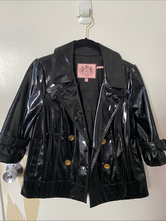 Juicy Couture Jackets & Blazers - Vintage Juicy Couture Black Patent Double-Breasted Leather Jacket